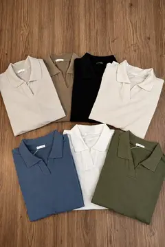 camisa polo masculina texturizada sem botão