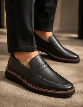 mocassim masculino sapato social sola tratorada casual preto liso