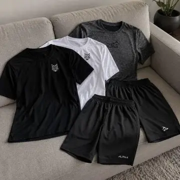 roupas alpha kit 5 peças all black dry 3 camisetas 2 bermudas