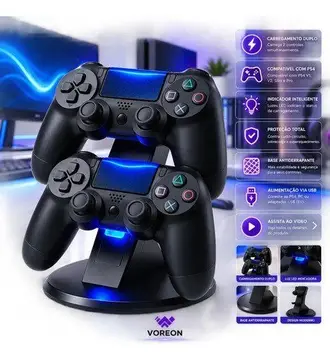 acessório gamer voreon suporte base carregador controles ps4