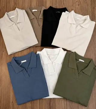 roupas camisa polo masculina texturizada sem botão