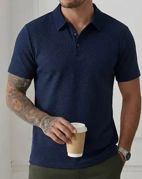 Camisa Polo Texturizada Masculina Old Money Casual Premium P ao G1