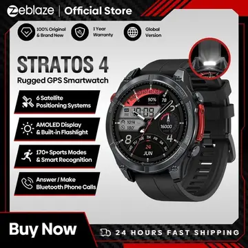 Smartwatch Zeblaze Stratos 4 Gps com Tela Amoled de 1.43, Bússola Integrada, Altímetro Barométrico, Lanterna, Chamada por Voz