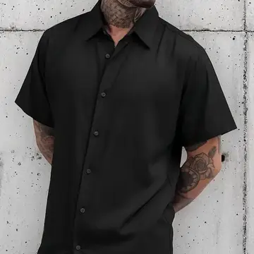 camisa social gata rebelde manga curta slim