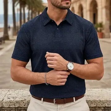 camisa polo texturizada masculina old money