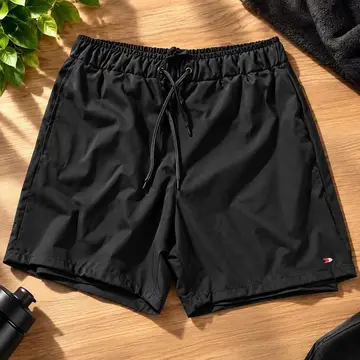 roupas sandrini shorts bermuda compressão 2 em 1 academia bolso preto liso