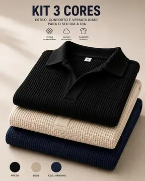 kit camisas gola polo 3 unidades