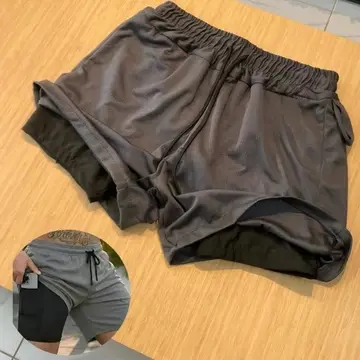 roupas kit 3 shorts 2 em 1 duplo bolso academia