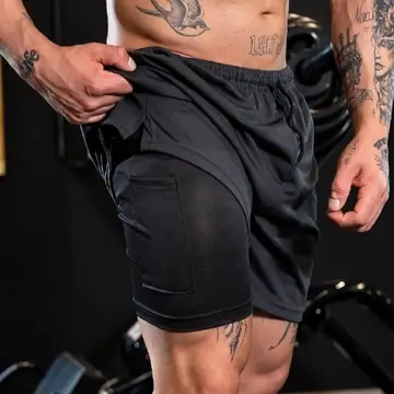 kit 3 shorts 2 em 1 duplo academia treino corrida bermuda