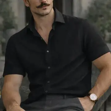 camisa casual masculina old money preto linho