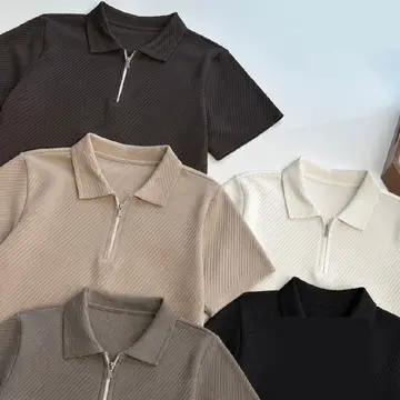 camiseta polo masculina manga curta zíper kit 2