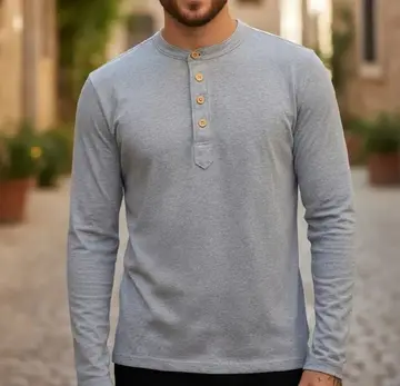 camisa henley masculina manga comprida