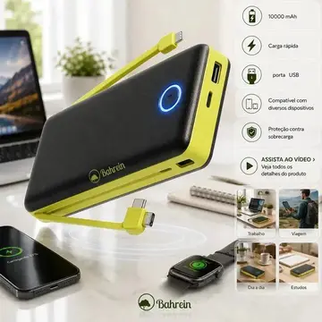 Power Bank 10000mAh Carregador Portátil Turbo Rápido