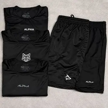 roupas usealpha kit all black dry 5 peças 3 camisetas 2 bermudas