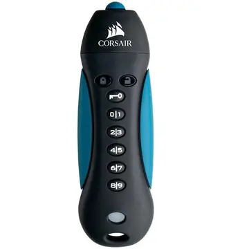 Pen Drive 256GB Corsair Padlock 3, USB 3.0, com Criptografia, Resistente à Água e Choque, Azul e Preto - CMFPLA3B-256GB