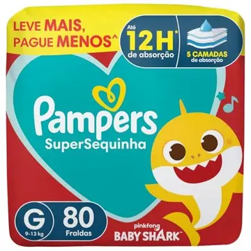 Fralda Pampers Supersequinha G com 80 Unidades