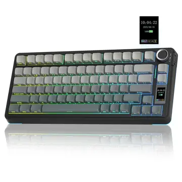 Teclado Gamer Aula S75Pro 75% com Luz Rgb e Tela Tft, Hot-Swappable