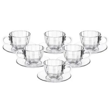 Conjunto de 6 Xícaras de Café Wolff Pétala Vidro com Pires 100ml para Cozinha Mesa Posta Decoração Sala Presente Prático