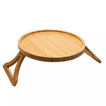 Bandeja para Braço de Sofá 25cm Bambu Lyor Dobrável - Suporte Flexível para Copos Pratos
