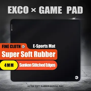 Mousepad Exco Sports Gaming, Super Soft, base de borracha, 450x400x4mm