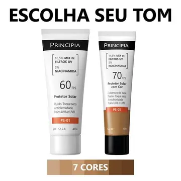 Principia Kit Protetor Solar Ps-01 Fps 60 + Ps-05 Fps 70- escolha seu tom
