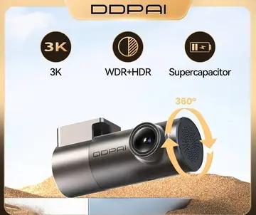 Câmera Veicular Ddpai Mini Pro 3K Hdr 1620P com WiFi, Visão Noturna, Wdr, Controle por Voz e Monitoramento de Estacionamento 24H 143 ° Fov