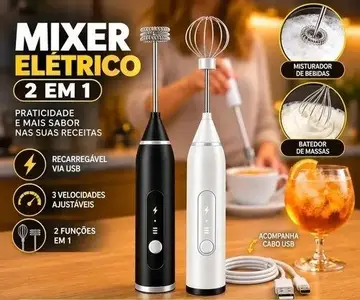 Mini Mixer Misturador De Bebidas Elétrico 2 Em 1 Portátil Recarregável Comica