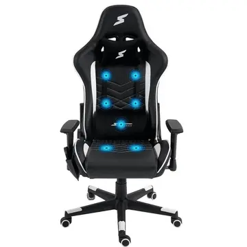 cadeira gamer superframe wave massageadora reclinável 2d preta e branca