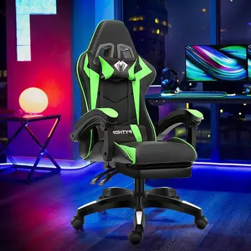 cadeira gamer ergonomica com apoio para os pes verde