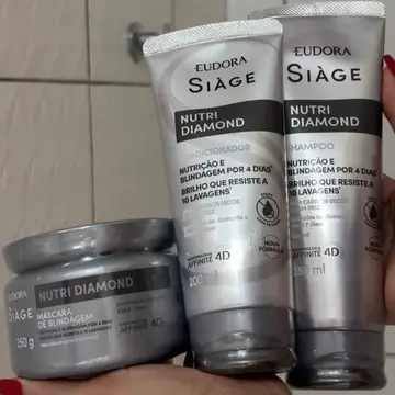 cuidados com cabelo eudora siàge nutri diamond combo shampoo condicionador máscara