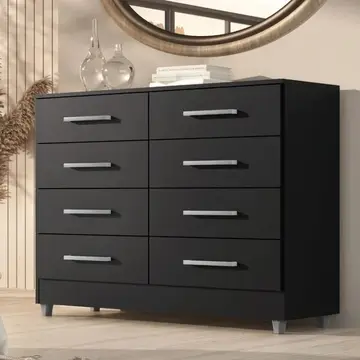 móveis cômoda 8 gavetas raissa para quarto com pés