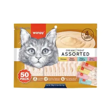 pet shop wanpy creamy sabores sortidos 50 tubos 14g 700g