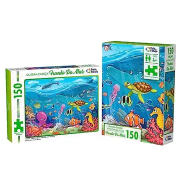 Pais & Filhos | Quebra‑Cabeça Infantil Fundo do Mar 150 Peças | Puzzle Educativo para Crianças +4 anos | Jogo de Raciocínio e Coordenação Mo