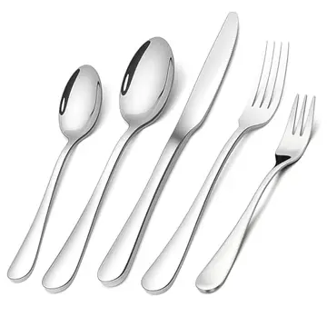 Conjunto de Talheres 30 Peças Aço Inoxidável Premium - 6 Facas, 6 Garfos, 6 Colheres, 6 Garfos Salada, 6 Colheres Chá - Presente Elegante pa