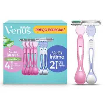 higiene pessoal gillette venus suave kit 4un + venus íntima 2un