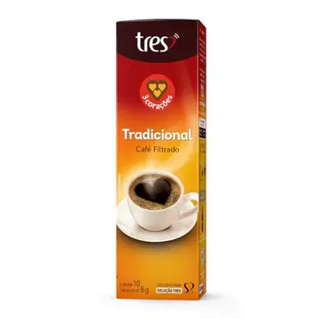 cafe 3 corações cápsula café filtrado tres 10 unidades
