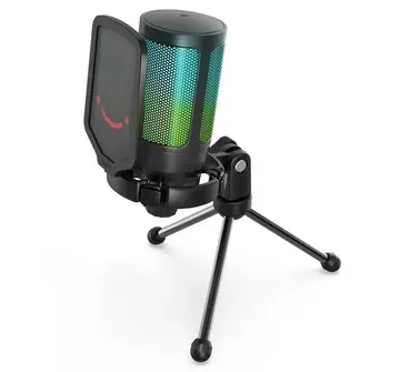Microfone Fifine A6V Com Luz Rgb Com Pop Filter