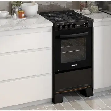 Fogão Suggar Cook Glass 4 Queimadores Mesa Vidro Preto Bivolt FGVCG410PT