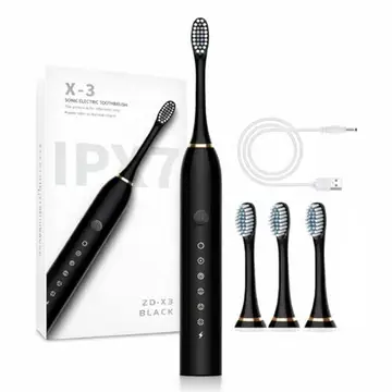 Escova de Dente Elétrica Recarregavel Bivolt 110/220v 6 Modos Sonica Ultrassonica Com 4 Cabeças e Temporizador Integrado - Pazie®