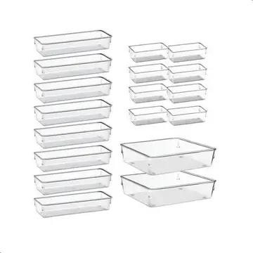 Kit 18 Organizadores Retangulares Acrilico Rebirth Transparente Cristal