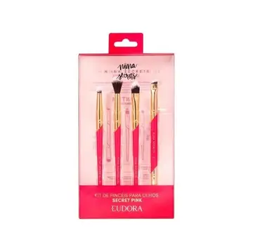pincéis de maquiagem eudora niina secrets secret pink 4 peças