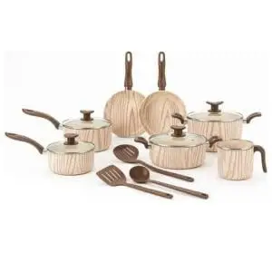 House Organizer Jogo de Panelas Antiaderente com Tampas de Vidro e Utensílios – 10 Peças Sahara