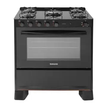 SUGGAR FOGÃO COOK GLASS PRETO MESA DE VIDRO 5 BOCAS MEGA CHAMA TREMPE 6 APOIOS ACENDIMENTO AUTOMÁTICO FGVCG510PT