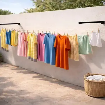 Varal De Roupa Retratil Dobravel De Parede + 20m De Corda Preto