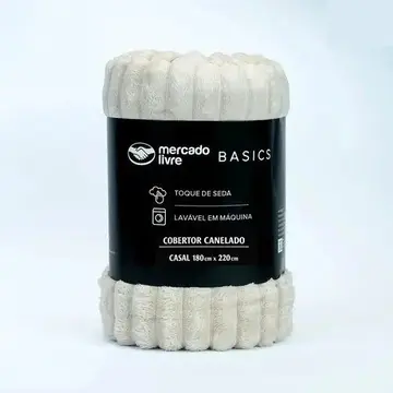 cobertor mercado livre basics microfibra canelado casal bege