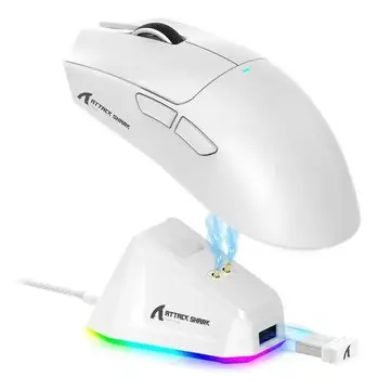 Mouse Gamer Sem Fio Attack Shark X11 PAW3311 branco - Com Base
