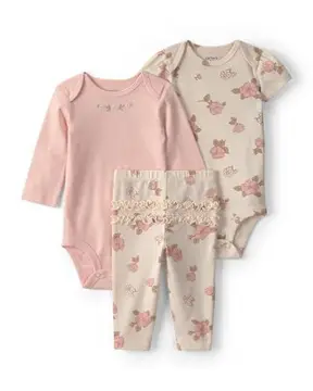 Carter's Conjunto de 3 peças para bebês meninas, rosa, 12 Meses
