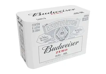 Cerveja Sem Álcool Budweiser, Lata 350ml, Pack com 8 unidades
