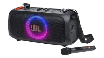 Caixa de Som, JBL, PartyBox On The Go Essential, Com Microfone, Bluetooth, Show de Luzes, À Prova de Respingos 100W RMS