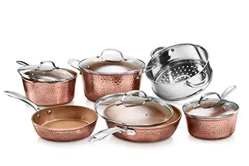 Gotham Steel Hammered Collection Conjunto de panelas e frigideiras de cerâmica premium de 10 peças – com superfície ultra antiaderente com r